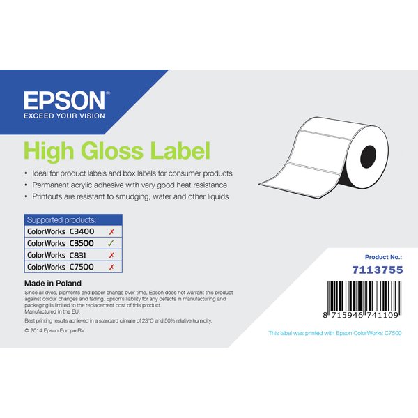 Epson High Gloss Label. Die-Cut Roll. 102mm x 152mm. 210 Labels