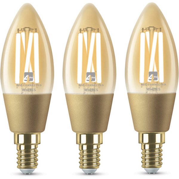 4lite WiZ Connected C35 Candle Filament Amber WiFi LED Smart Bulb - E1