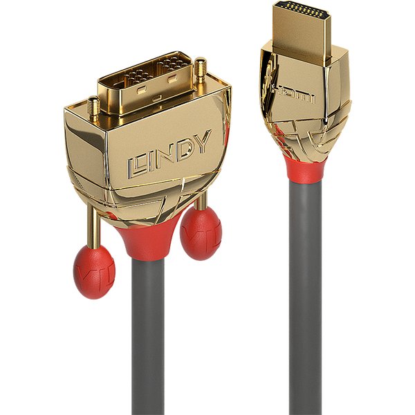 Lindy 1m HDMI to DVI-D Cable. Gold Line