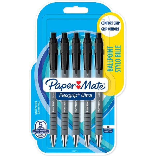 Papermate Flexgrip Ultra Black Clip-on retractable ballpoint pen Mediu