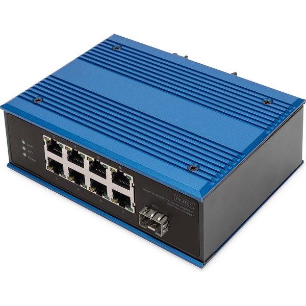 Digitus 8 port Fast Ethernet network PoE switch. industrial. unmanaged