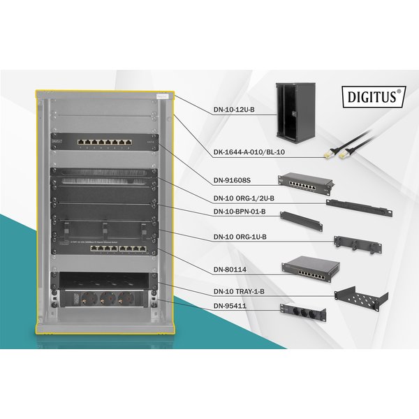 Digitus Network Set - 254 mm (10") - 12U. 312 x 300 mm (W xD)