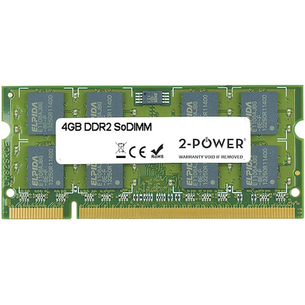 2-Power 4GB DDR2 800MHz SoDIMM Memory - replaces KTH-ZD8000C6/4G