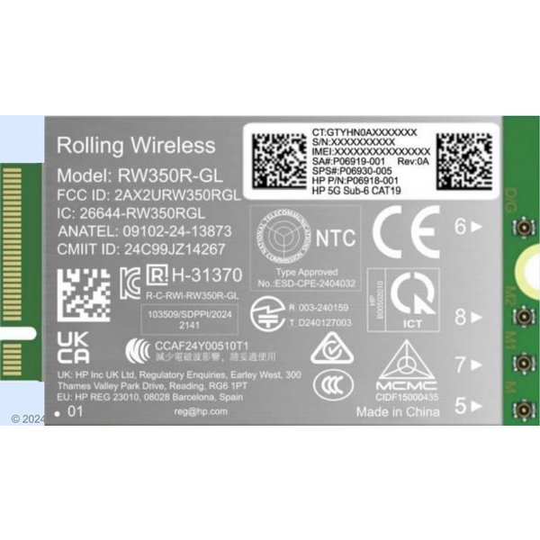 HP 5G Sub-6 WWAN interface cards/adapter Internal