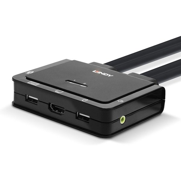 Lindy 2 Port HDMI 18G. USB Type C. USB 2.0 and Audio Cable KVM Switch