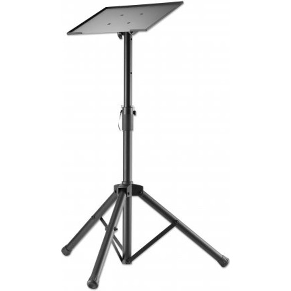 Manhattan Tripod Floor Mount for TV/Monitor/Projector/Laptop, For screens: 13" to 32", VESA compatability: 75x75 and 100x100mm - check the dimensions of the four mounting holes on back of screen to ensure it fits, Max 15kg, Height Adjustable, Black, Brack