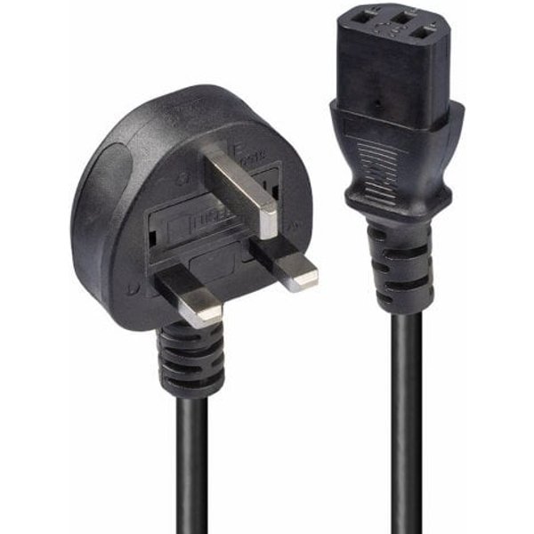 Lindy 10m UK 3 Pin Plug to IEC C13 Mains Power Cable. Black