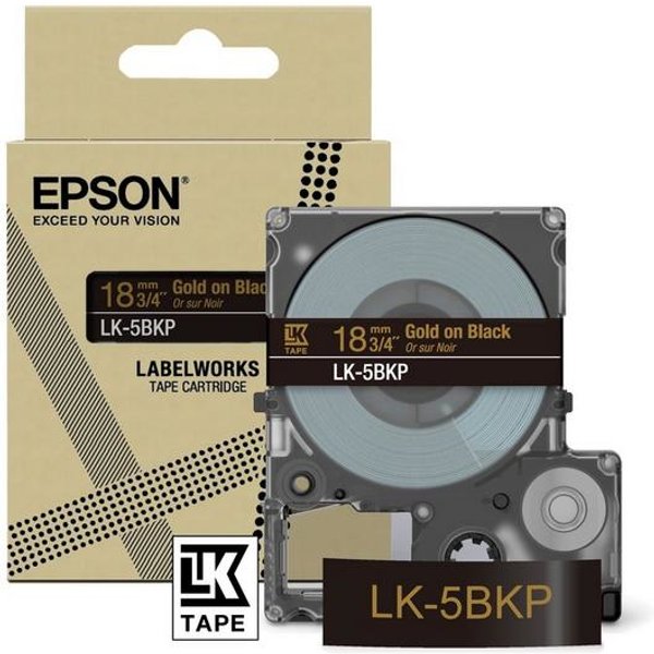 Epson C53S672095/LK-5BKP DirectLabel-etikettes gold on black 18mm x 8m