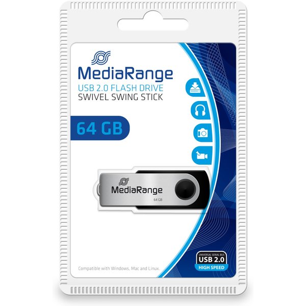 MediaRange 64GB USB 2.0 USB flash drive USB Type-A / Micro-USB Black.
