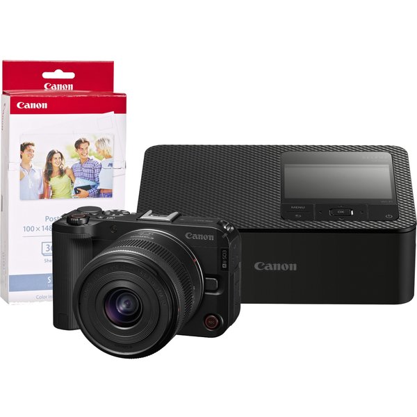 Canon EOS R50V Camera inc RF-S 14-30mm Lens. CP1500 Printer and KP-36I