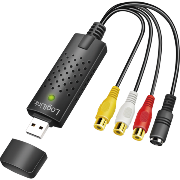 LogiLink USB 2.0 A/V grabber. USB A/M zu 3xCinch + miniDIN5/F. black