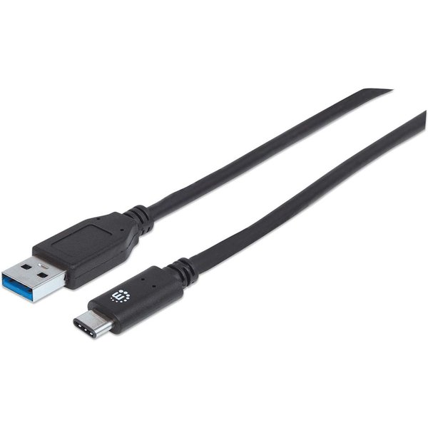 Manhattan USB-C to USB-A Cable, 1m, Male to Male, 10 Gbps (USB 3.2 Gen2 aka USB 3.1), 3A (fast charging), SuperSpeed+ USB, Black, Lifetime Warranty, Equivalent to USB31AC1M