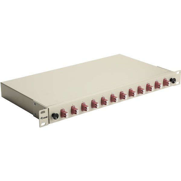 Equip 12-Port Fiber Optic Splice Box. LC Duplex. OM4. 1U. Equipped. Gr