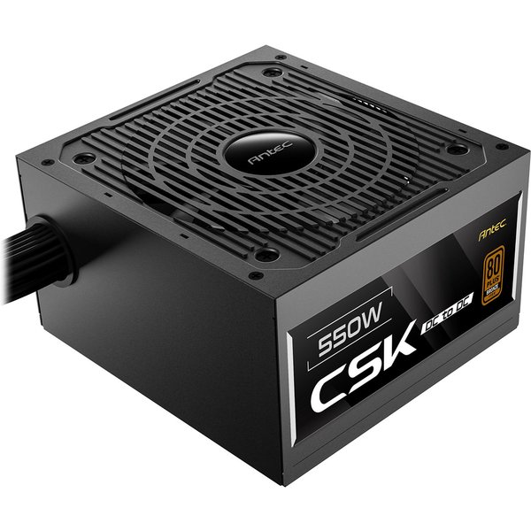 Antec Csk550dc 550W Power Supply 80 Plus Bronze Certified Atx 12V 2.52 Non-Modular Dc-To-Dc Flat Black Cables 120Mm Quiet Fan Uk Plug