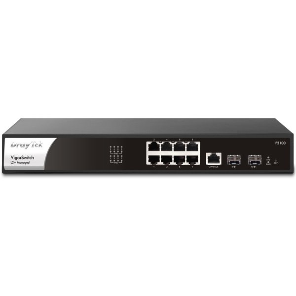 DrayTek P2100 Managed L2+/L3 Gigabit Ethernet (10/100/1000) Power over Ethernet (PoE) 1U Black, Silver