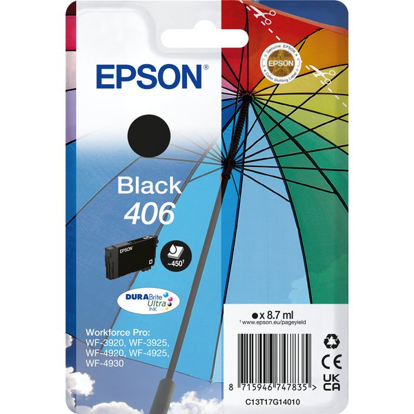 Epson C13T17G14010/406 Ink cartridge black 8.7ml for Epson WF-3920