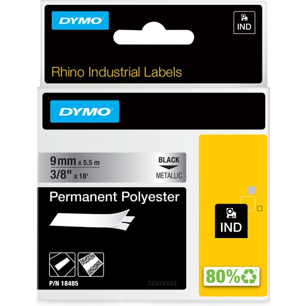 DYMO Rhino Industrial Permanent Polyester Labels | 9mm x 5.5m | Black
