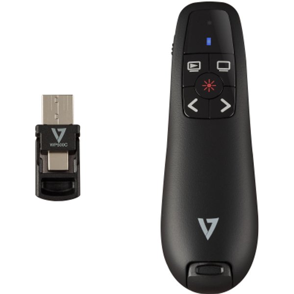 V7 WP500C Wireless Presenter Dual USB-C + USB-A - 2.40 GHz RF - Black