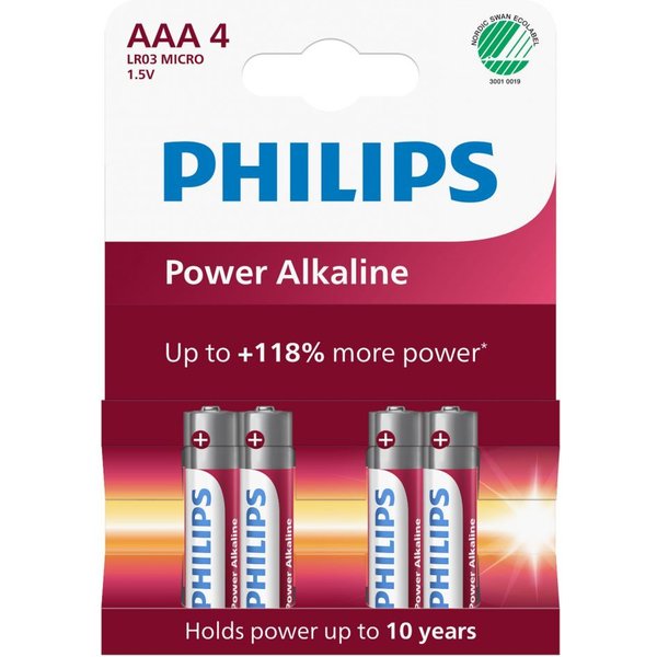 Philips Power Alkaline AAA Batteries Pack of 4
