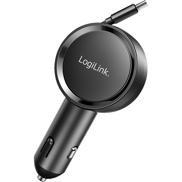 LogiLink USB Car Charger. 1 Port. USB-C. PD3.0. 30W. retractable cable