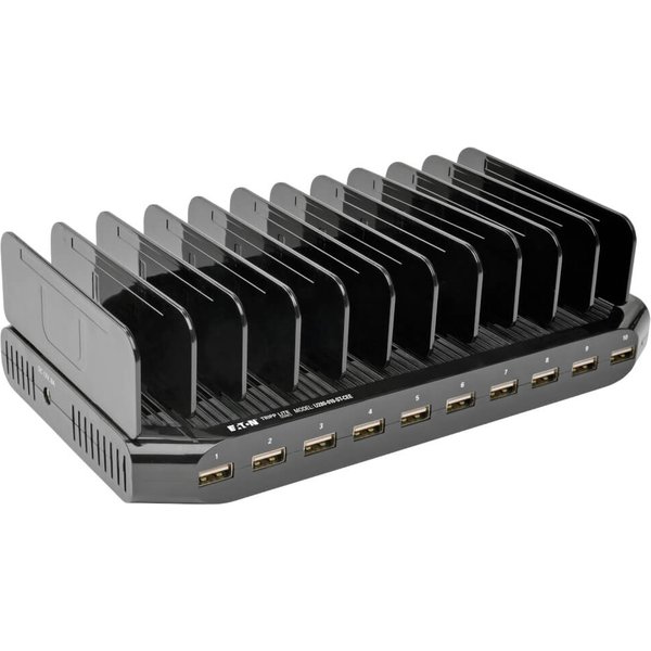 Tripp Lite U280-010-ST-CEE 10-Port USB Charging Station with Adjustable Storage, 12V 8A (96W) USB Charger Output, Schuko Power Cord