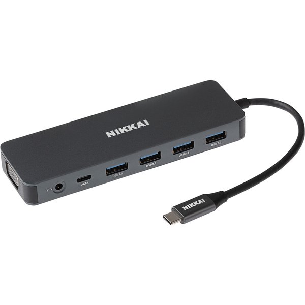 Nikkai USB-C Multiport Hub to 2x USB-C / 4x USB-A / 2x HDMI / Gigabit