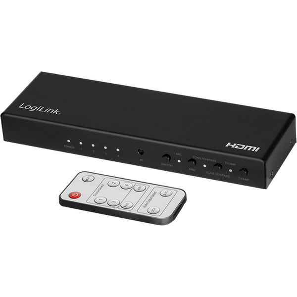 LogiLink HDMI switch. 4x1-Port. 4K/60 Hz. HDCP. HDR. ARC. audio extrac