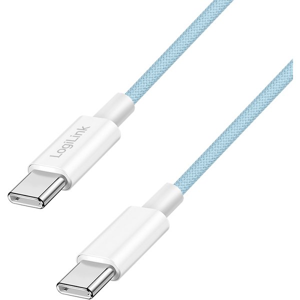 LogiLink USB 2.0 Type-C cable. C/M to C/M. nylon jacket. 60W. blue. 1.