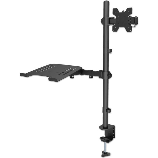 Manhattan Desk Mount for Monitors & Laptop Combo (Full Motion), For screens: 10-27", Laptop up to 17", Clamp Assembly, VESA compatability: 75x75 and 100x100mm - check the dimensions of the four mounting holes on back of screen to ensure it fits, Max 8kg,