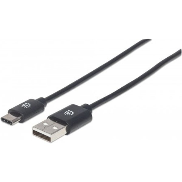 Manhattan USB-C to USB-A Cable 50cm Male to Male Black 480 Mbps (USB 2.0) Hi-Speed USB Lifetime Warranty Equivalent to USB2AC50CM 0.5 m USB C USB A USB 2.0 0.48 Gbit/s Black