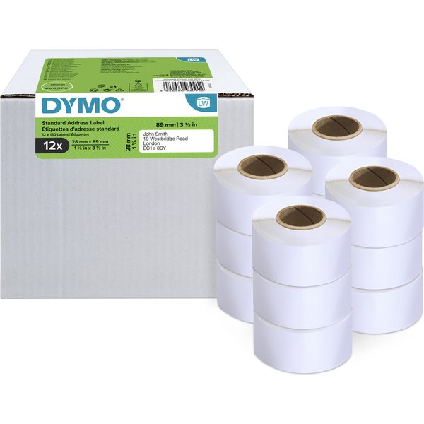 Dymo 2093091 DirectLabel-etikettes 89mm x28mm Pack=12 for Dymo LW 550