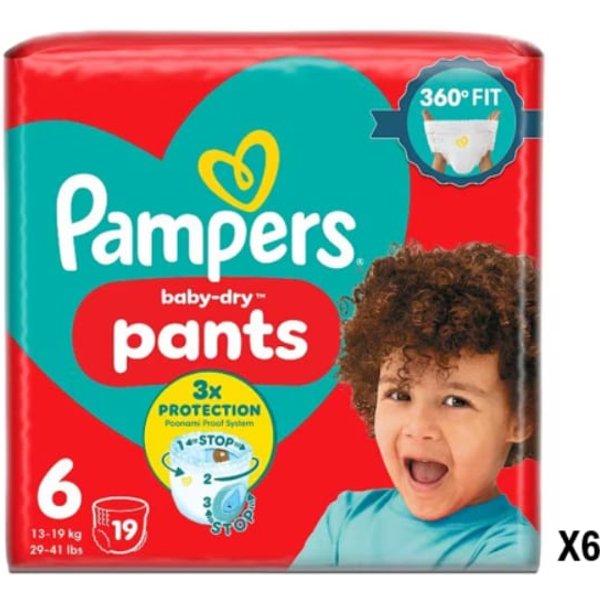 Pampers Baby-Dry Nappy Pants Size 6 x6 Bundle