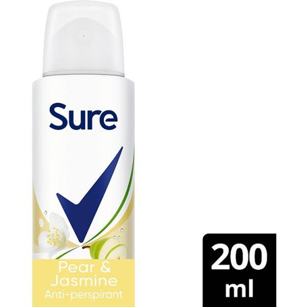 Sure Pear & Jasmine Anti-Perspirant Aerosol Womens Deodorant 200 ml