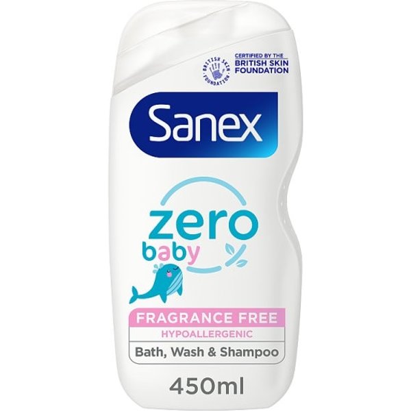 Sanex Zero% Baby Bath Foam & Shampoo 450Ml