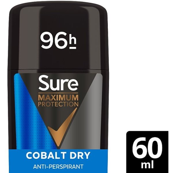 Sure Men Maximum Protection Cobalt Dry Anti-Perspirant Deodorant Cream Stick 60ml