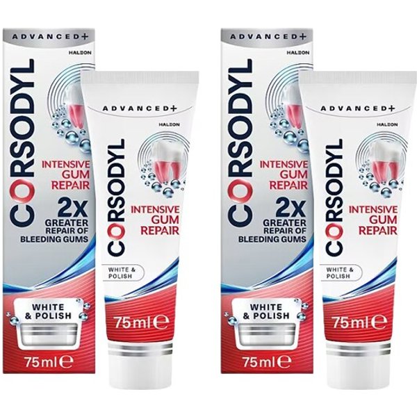 Corsodyl Gum Repair White & Polish Toothpaste 2x75ml