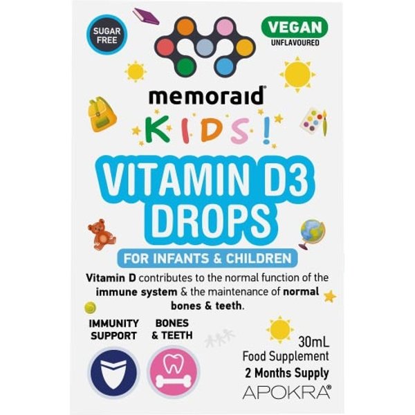 Memoraid Kids Vegan Vitamin D3 Drops 30ml (2 Months Supply)