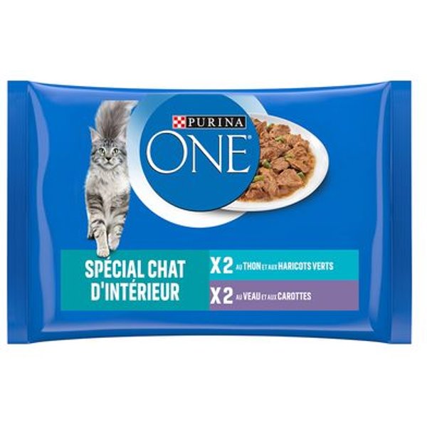 PURINA ONE Indoor Formula para gatos de interior - Atum e vitela (12 x 85 g)