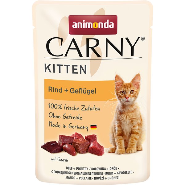 24x85g Kitten Maaltijdzakjes Rund & Gevogelte animonda Carny Kattenvoer