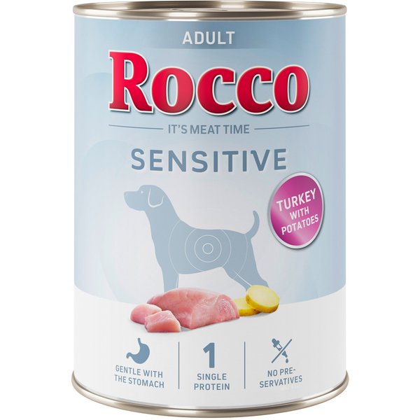 Rocco Sensitive 6 x 400 g / 800 g Nieuw Recept - 6 x 400 g: Kalkoen met Aardappel