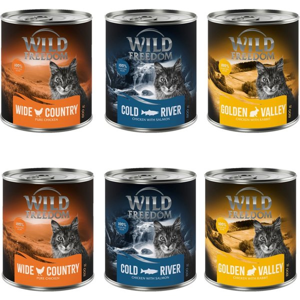6x800g Adult Gemengd Pakket (3 Smaken) Wild Freedom Kattenvoer