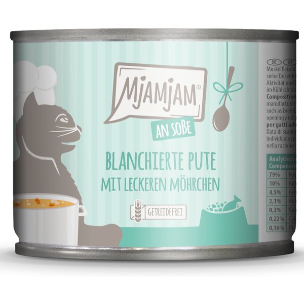 MjAMjAM em molho 24 x 185 g - Pack económico - Peru escaldado com cenouras saborosas