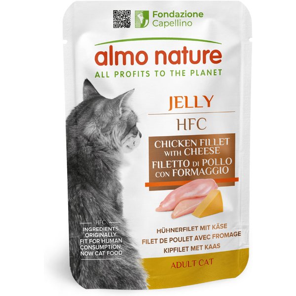 Almo Nature HFC Jelly Saquetas 6 x 55 g - Filete de frango com queijo