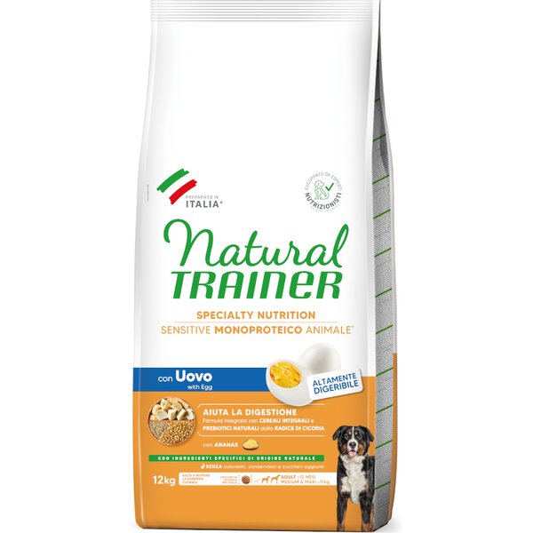 Dubbelpak: 2x12kg Trainer Natural Sensitive Adult Medium/Maxi met ei hondenvoer droog