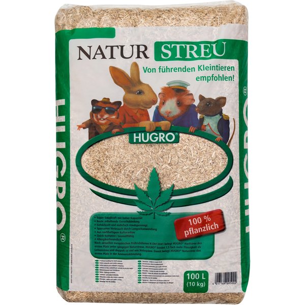 Hugro Substrato de cânhamo para animais pequenos - 100 l