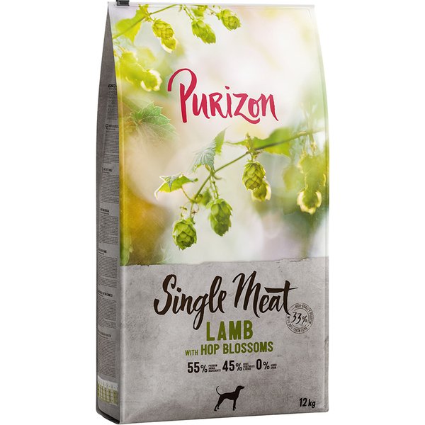 Purizon Single Meat Adult cordeiro com ervilhas e flor de lúpulo - 12 kg