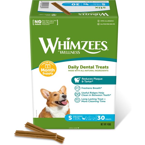 Whimzees by Wellness Monthly Stix Box - tamaño S: para perros pequeños (450 g, 30 unidades)