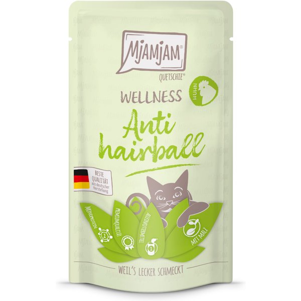 12x 125g MjAMjAM Wellness Anti Haarbal - Kip natvoer voor katten