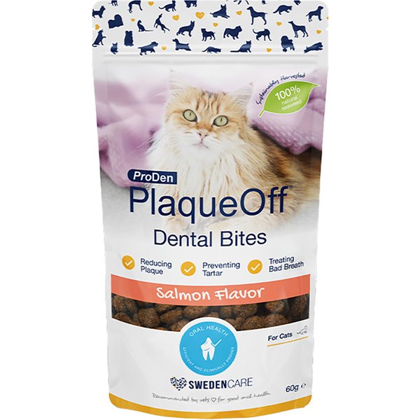2x60 g ProDen PlaqueOff Dental Bites voor katten zalm