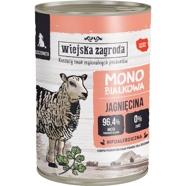 12x400g Wiejska Zagroda Dog Puppy lam hondenvoer nat